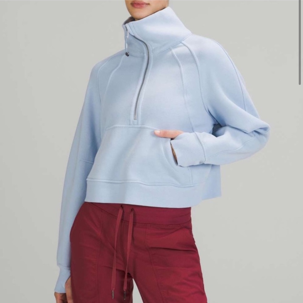 Lululemon Scuba Over-Sized Funnel Neck Half Zip Color: Blue Linen Size: M/L